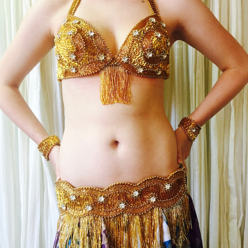 Ameynra design - gold bra for belly dance Zip Pouch by Sofia